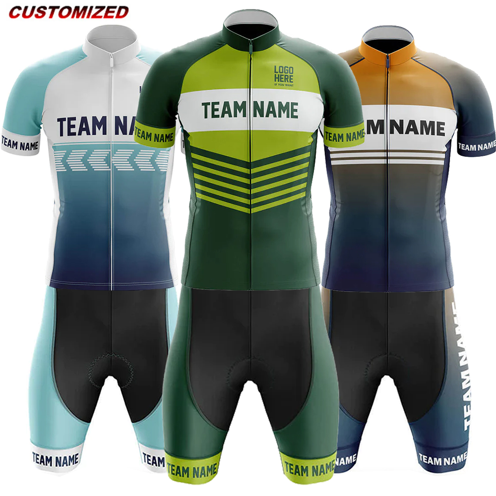 Summer Clothing Name - Personalisierter Teamname (10) Kurzarm-Radtrikot-Sets für Herren