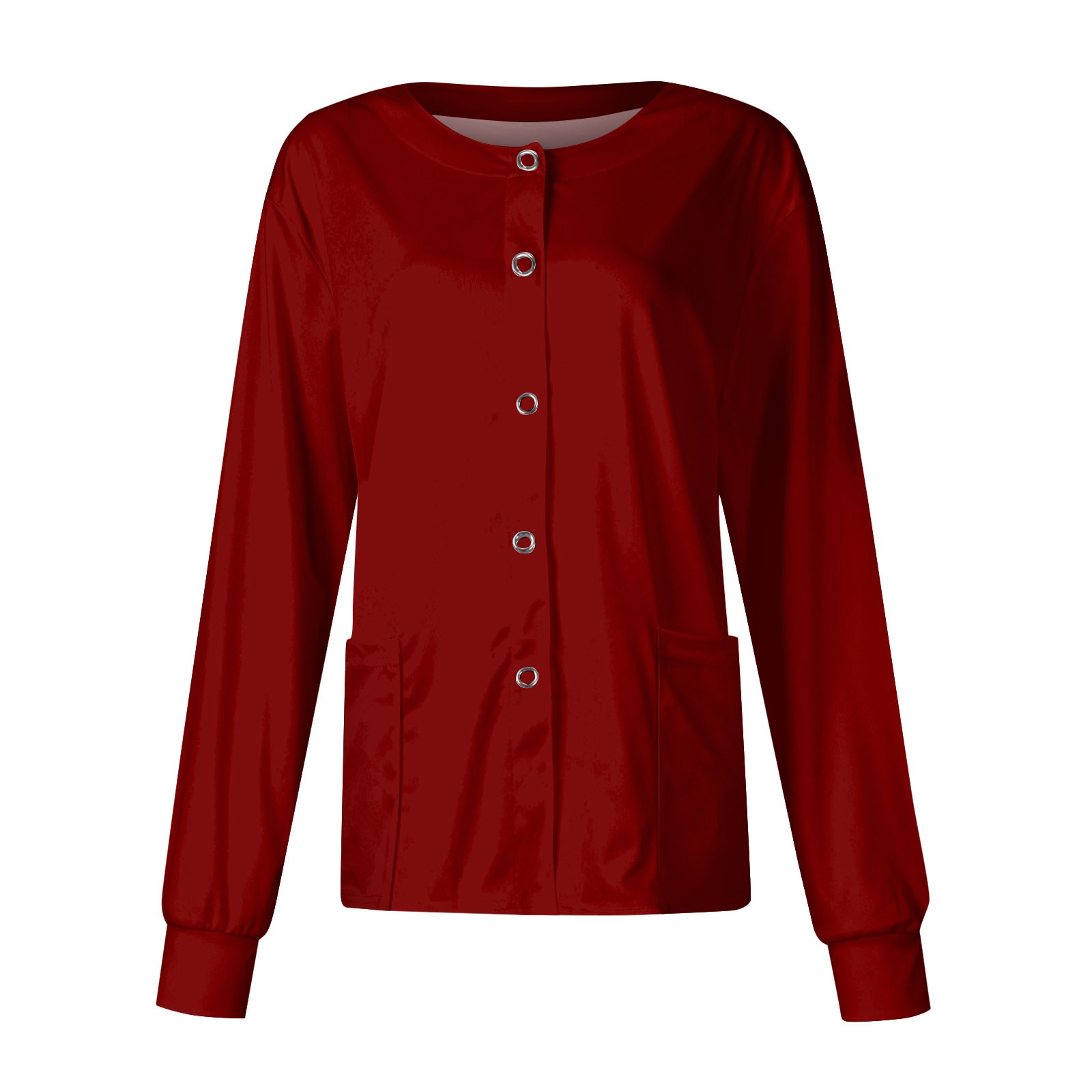 Rash Guard Long Sleeve - Frauen Langarm Tasche Arbeits Stehkragen Einfarbig