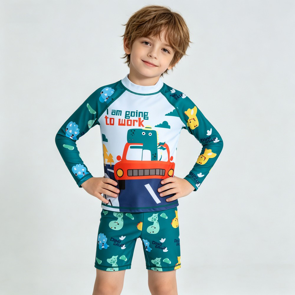 Rash Guard Long Sleeve - 2-teiliges Kinder-Badeanzug-Set mit langen Ärmeln für