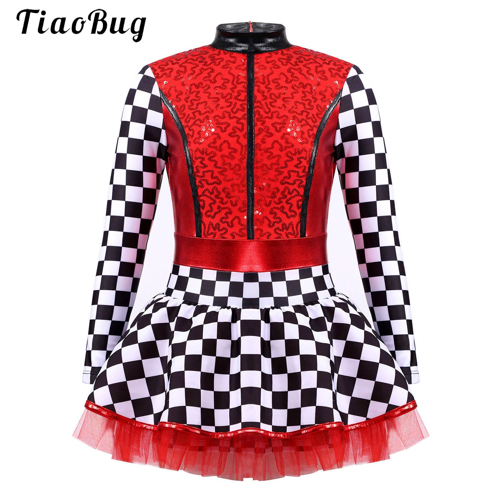 Summer Clothing For Kids Girls - Mädchen Schachbrett Racer Fahrer Cosplay Kleid
