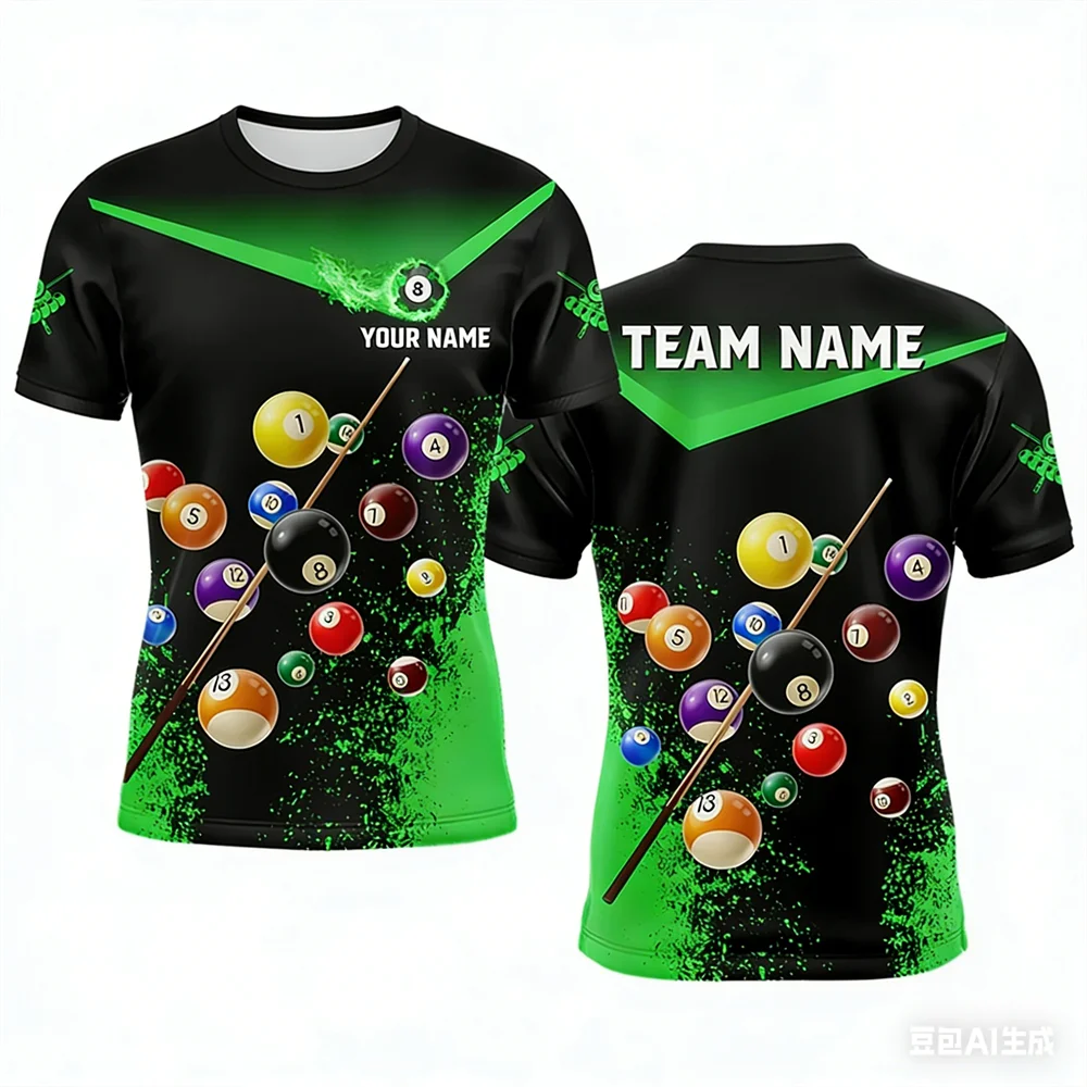 Summer Clothing Name - Modisches Billard-Sport-T-Shirt für Herren, 3D-Druck, personalisierbar