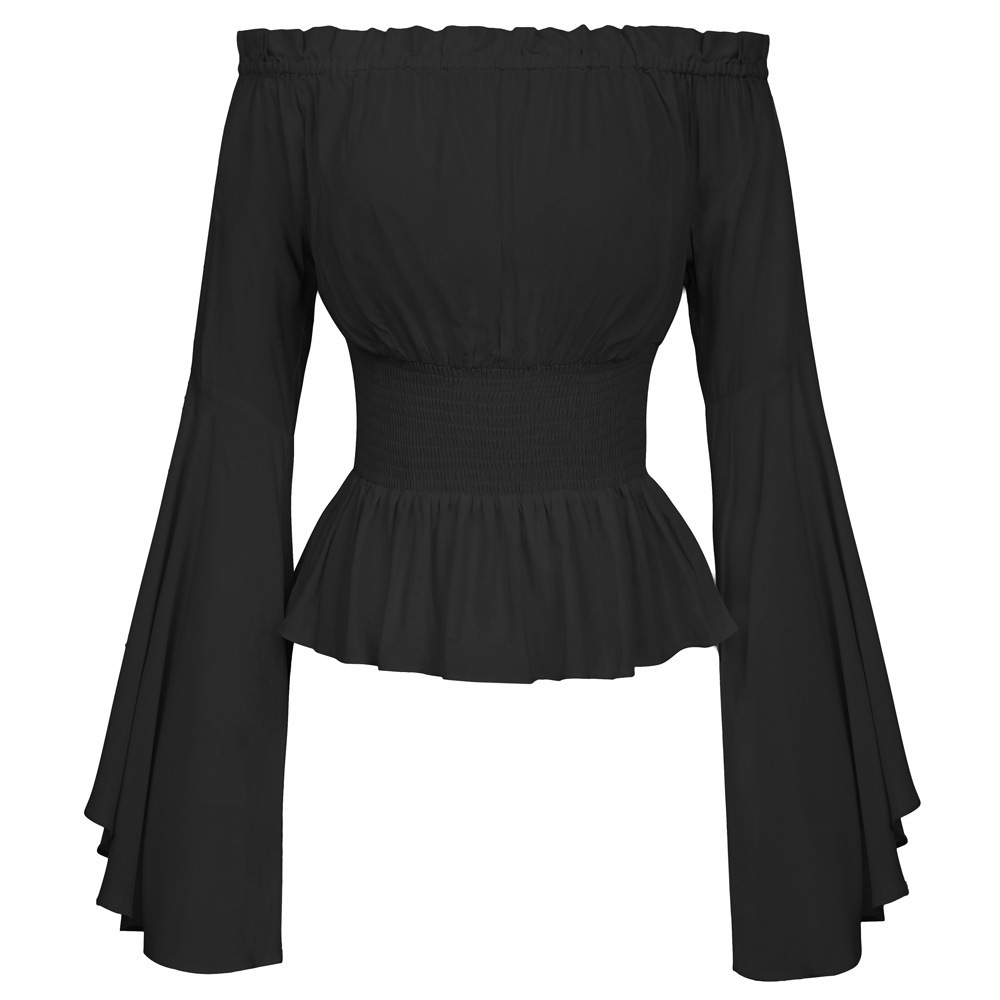 Summer Renaissance Clothing - Goth Slim Shirt Ausgestelltes Langarm Damen