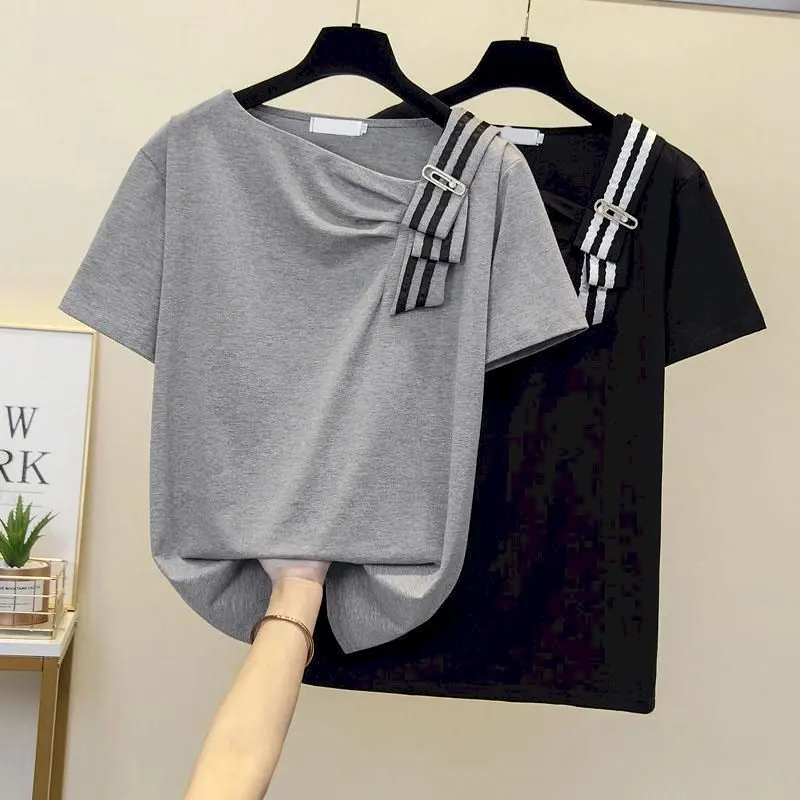 Summer Clothing Trends 2026 - Baumwoll-T-Shirts für Damen, Design-Sense Nische, Kurzarm-Oberteile,