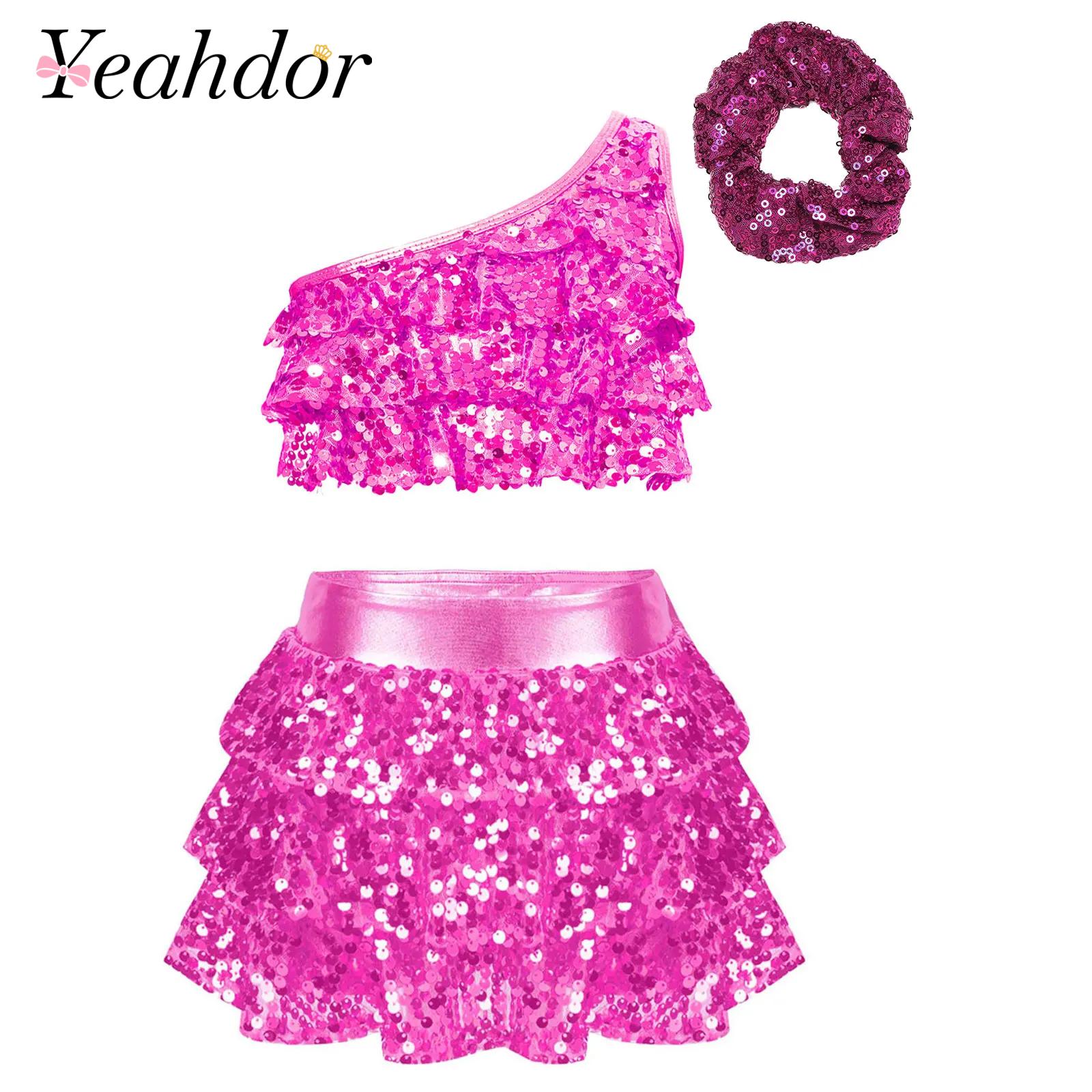 Summer Clothing For Kids Girls - Kinder Mädchen Glänzende Pailletten Latin Jazz