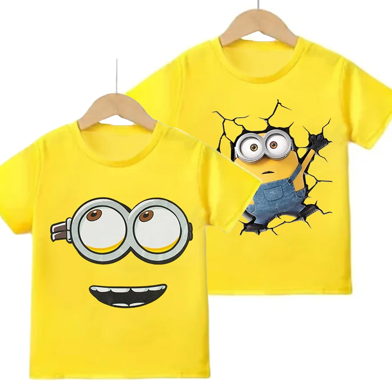 Summer Clothing Teens - Cartoon-Minion-Kurzarm-T-Shirt für Jungen und Mädchen, Baumwoll-T-Shirts